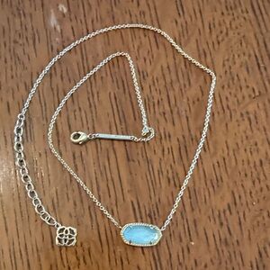 Kendra Scott Gold Necklace with Light Blue Oval Stone